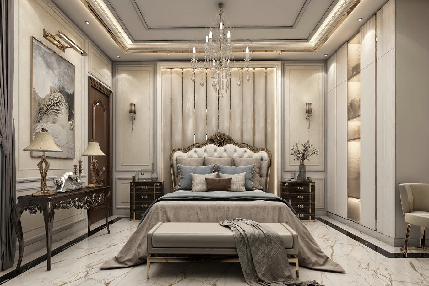 غرفة نوم رئيسية مع جناح